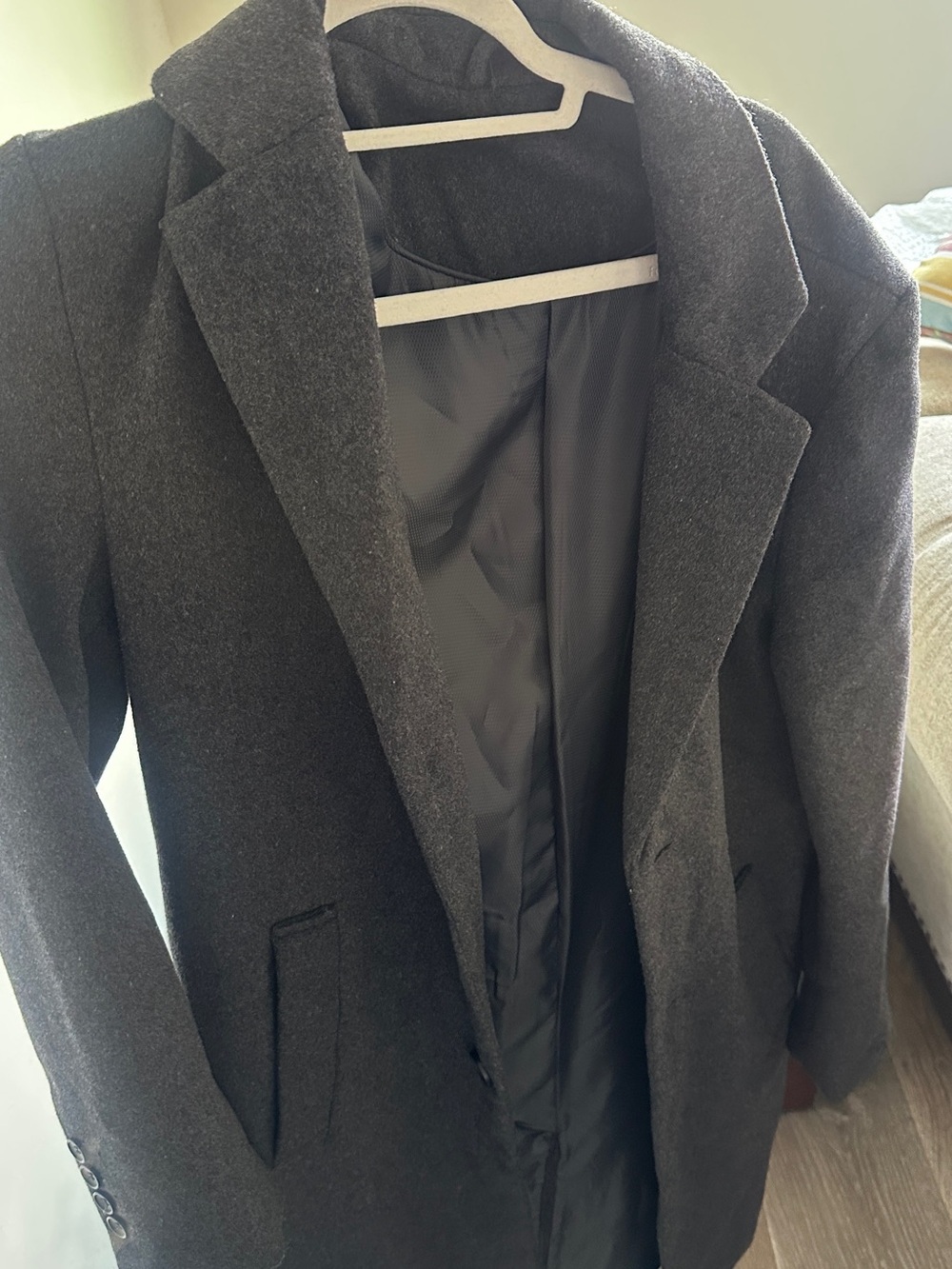 Men's Dark Charcoal Wool-Blend Sport Coat